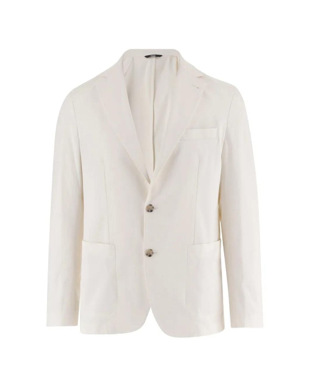 Boss White Blazer Boutonné À Revers Crantés for men