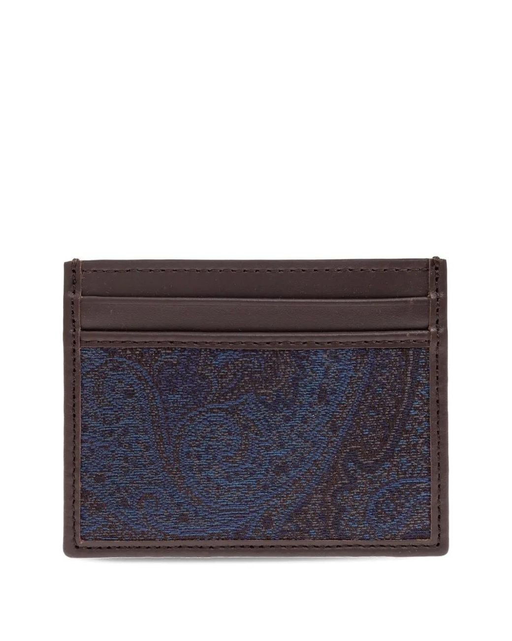 Etro Blue Paisley-Pattern Leather Cardholder for men