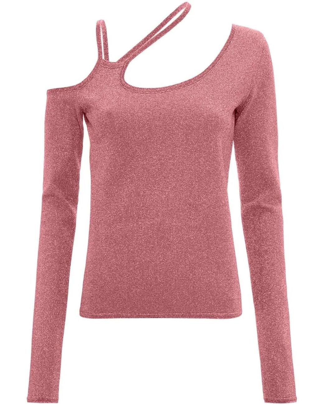 J.W. Anderson Pink Cut-Out Metallic Asymmetric Top