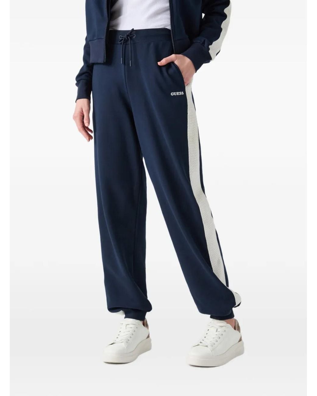 Guess Blue Crochet-Detail Track Pants