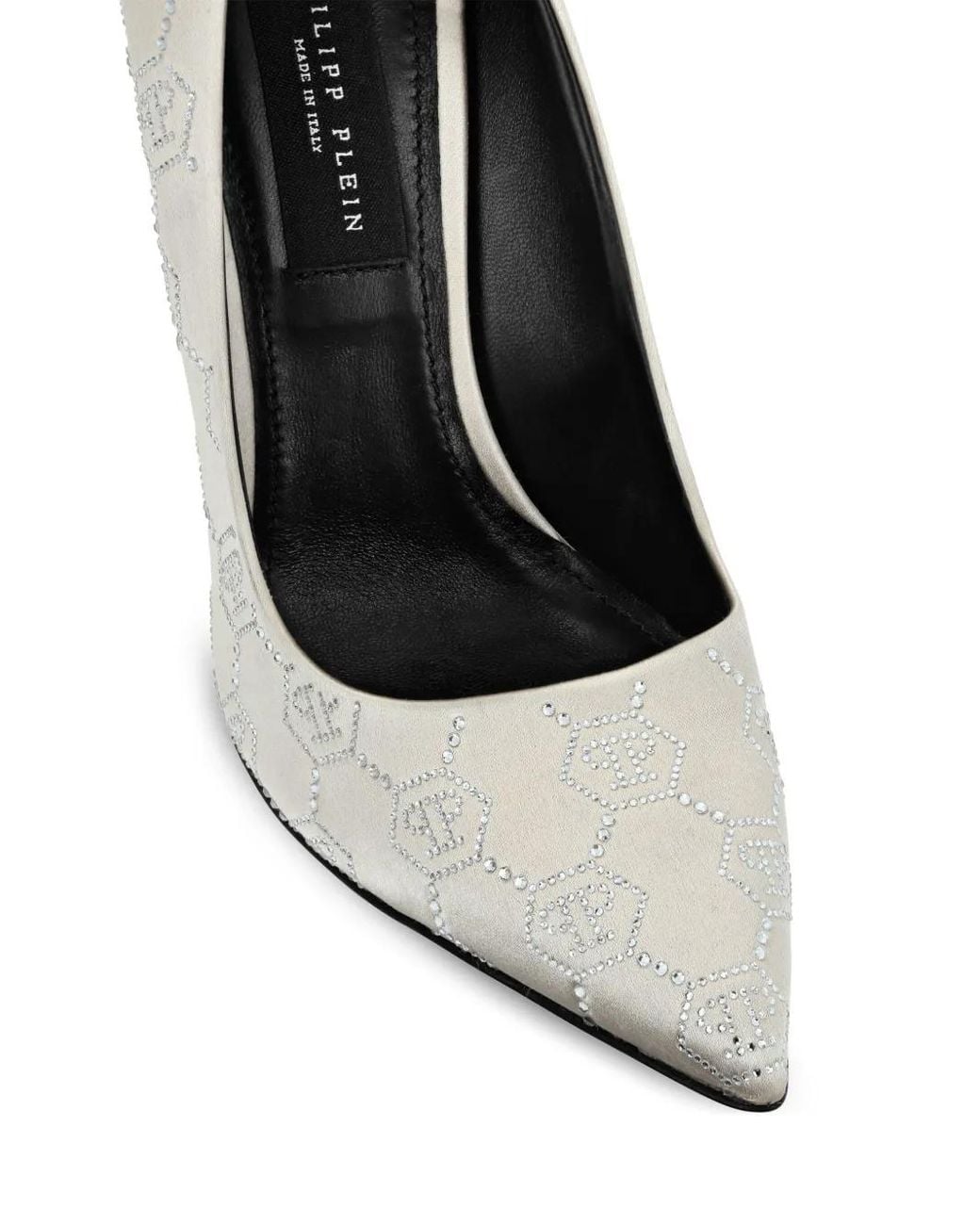 Philipp Plein White Decollete Monogram Strass Pumps