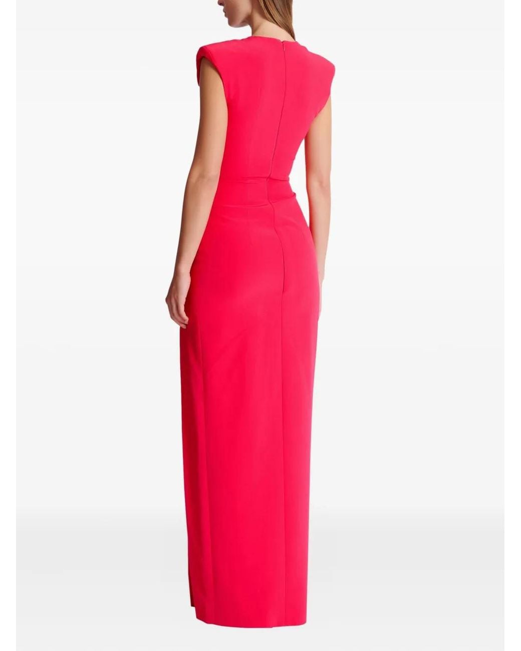 Balmain Pink Embellished Detail Long Crepe Dress