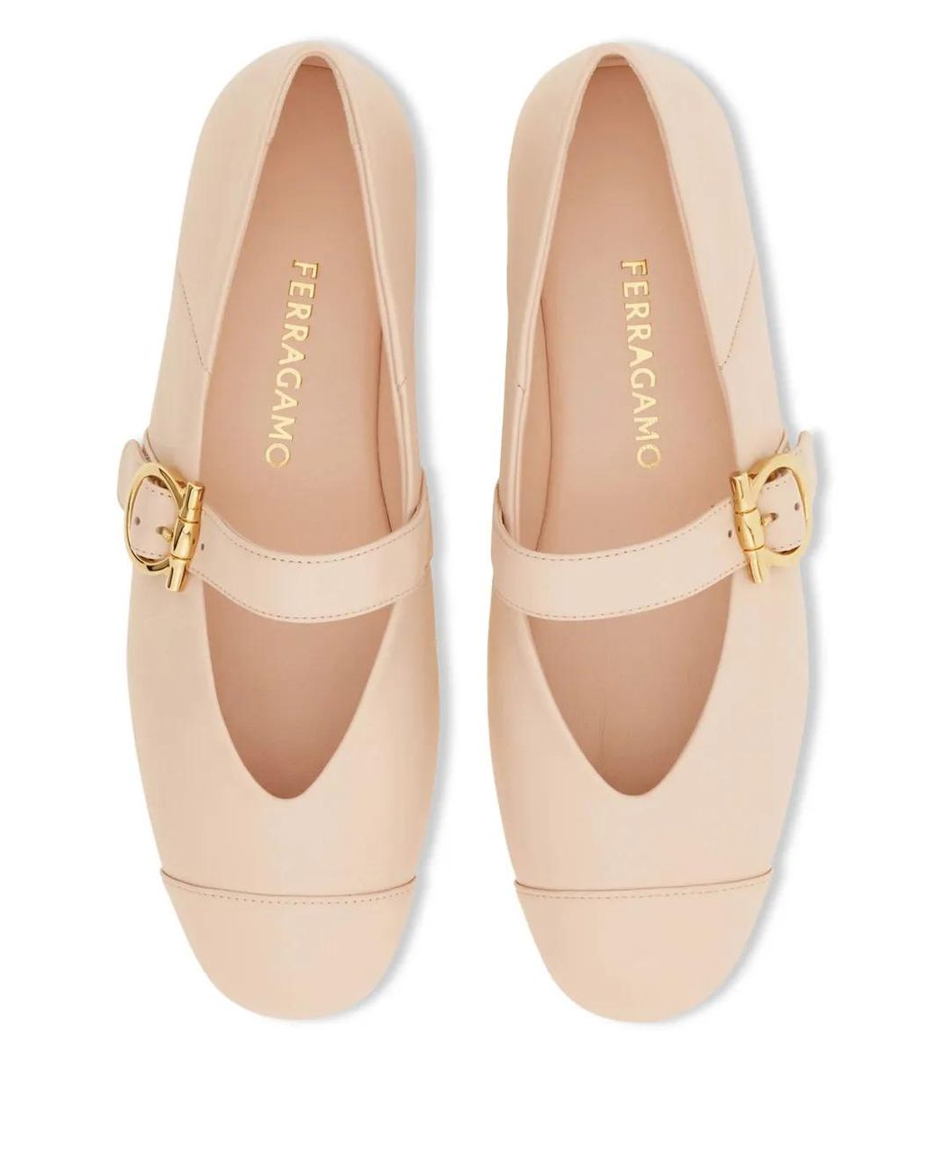 Ferragamo Pink Gancini Ballet Flat Shoes