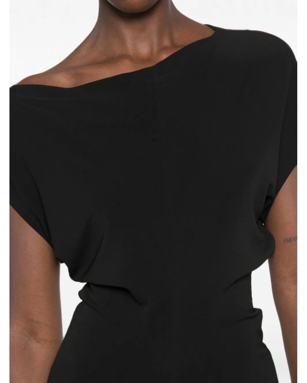 Vince Black Draped-Design Midi Dress