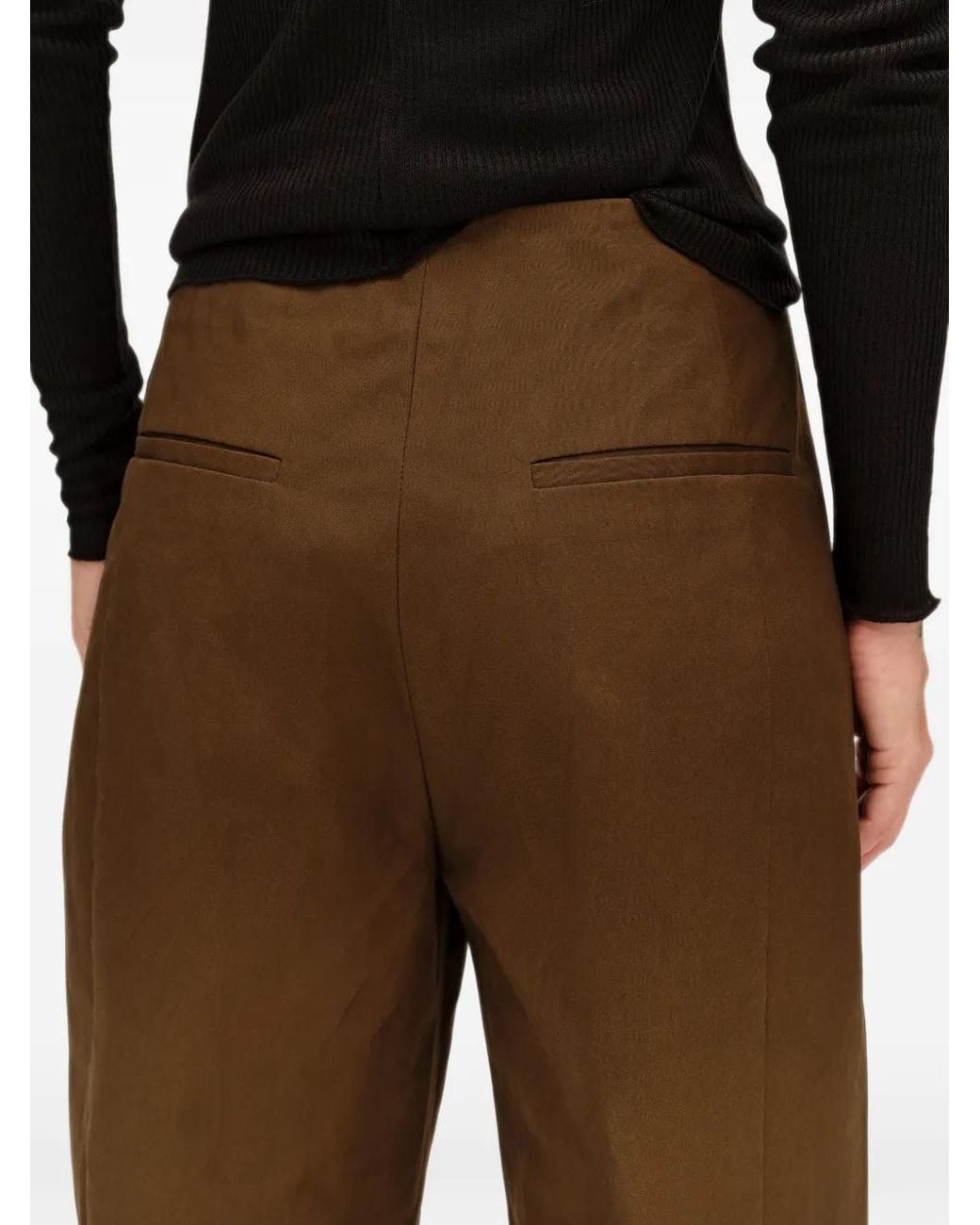 Bimba Y Lola Brown Dark Suede Barrel-Leg Trousers