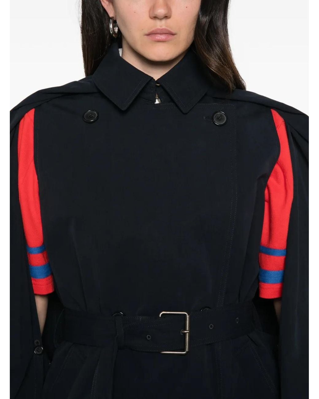 J.W. Anderson Blue Cape-Overlay Double-Breasted Trench Coat