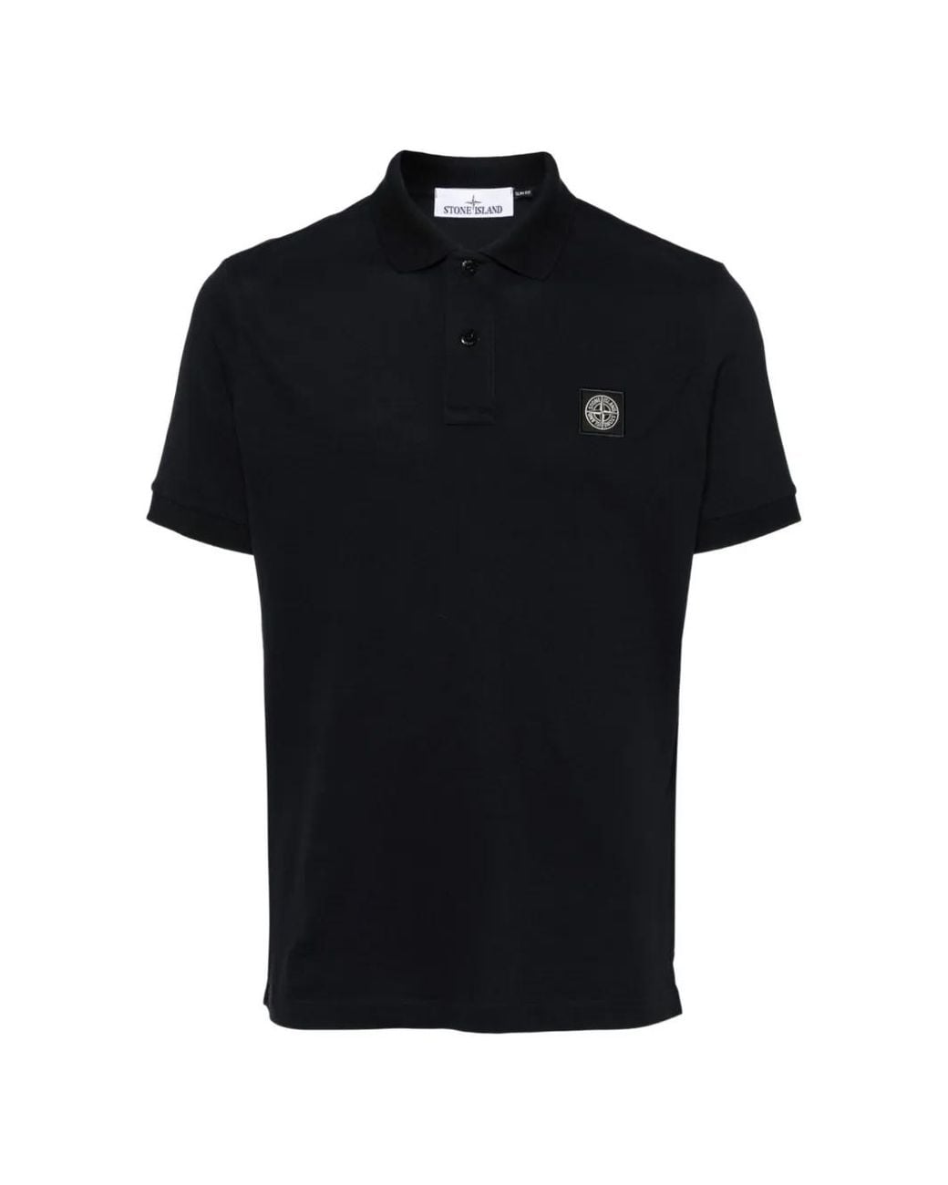 Stone Island Black Slim-Fit Cotton Pique Polo Shirt for men