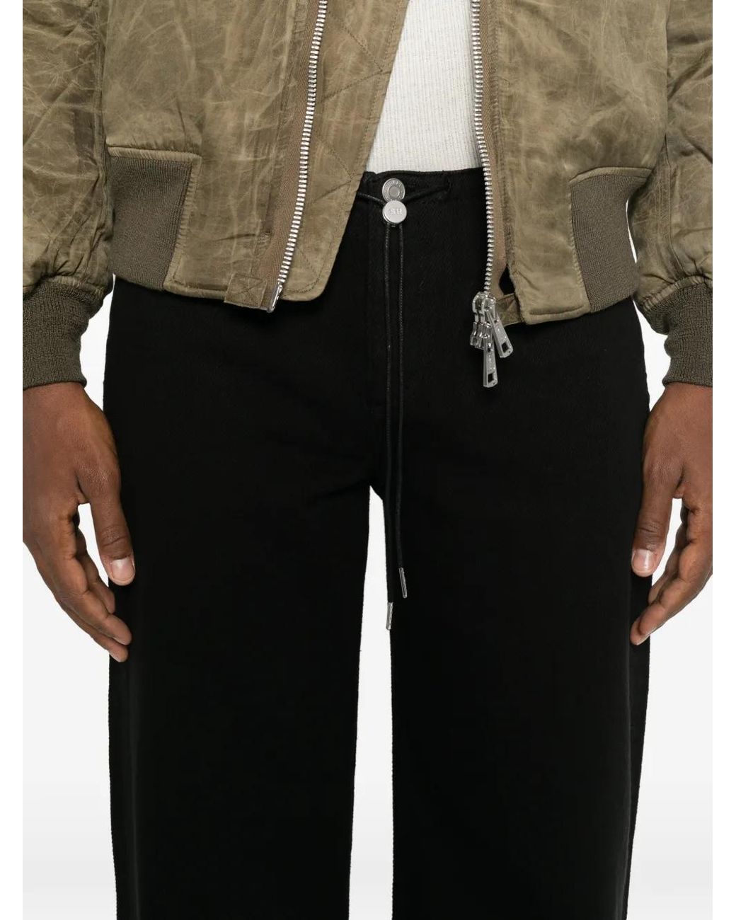 Still Here Black Drawstring Wide-Leg Jeans for men