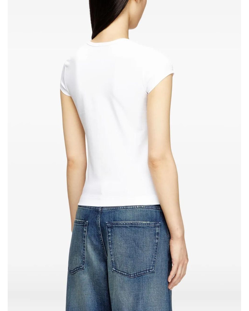 DIESEL White T-Angie-Od T-Shirt With Cut-Out Embroidered Logo