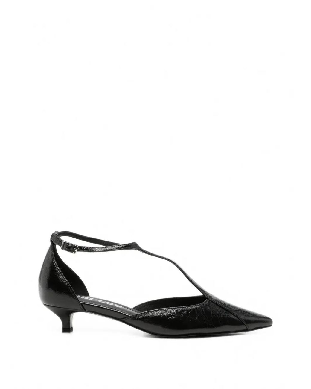Bibi Lou Black T-Bar Pointed-Toe Pumps