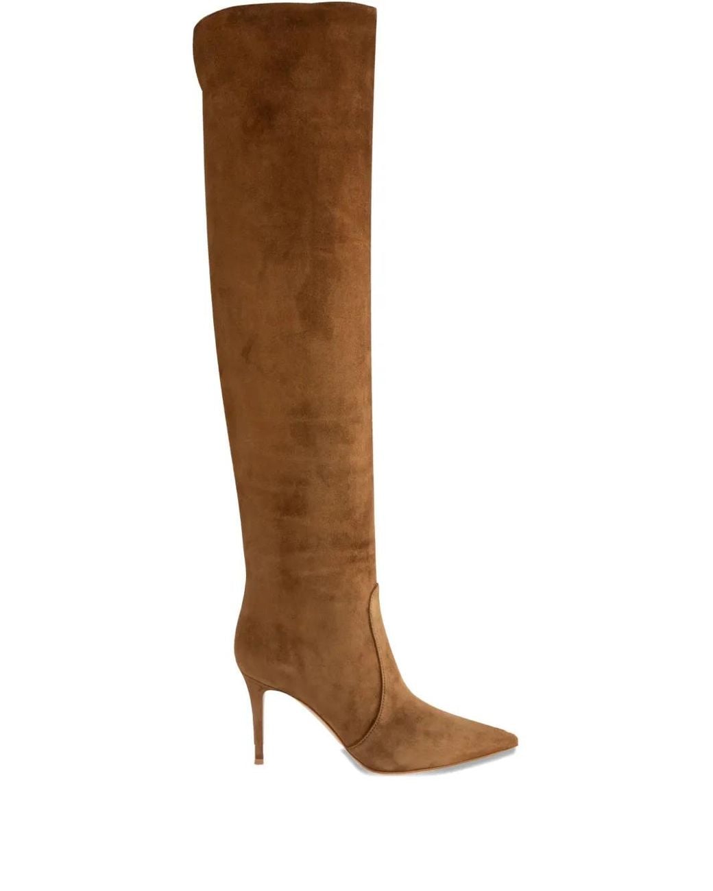 Gianvito Rossi Brown 85Mm Hansen Cuissard Suede Pointed-Toe Knee-High Boots