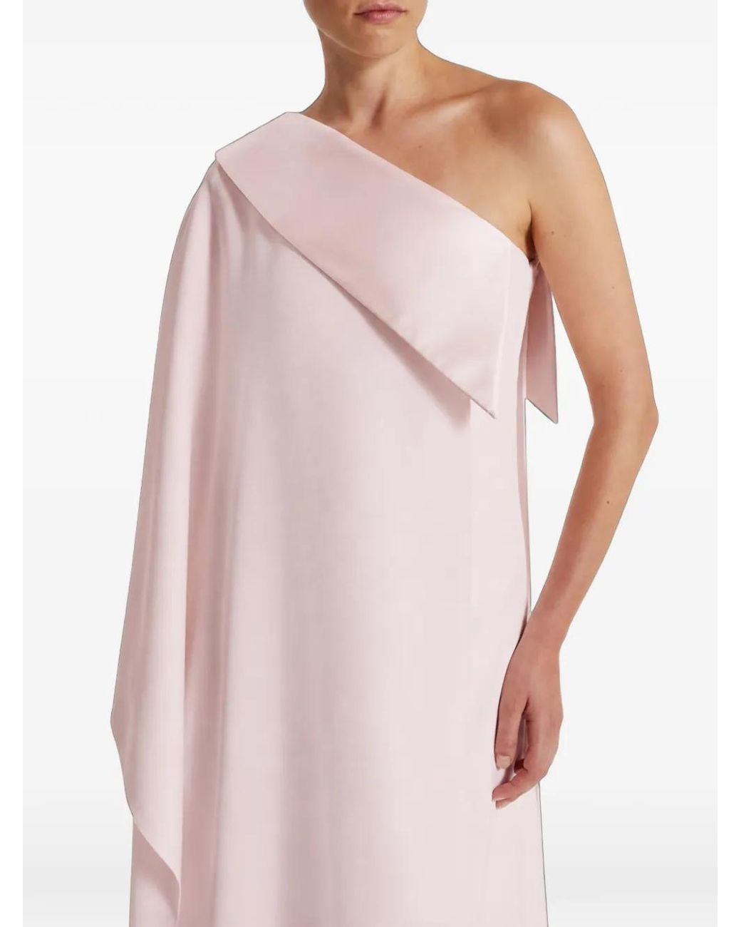 Safiyaa Pink Asymmetric Draped-Sleeve Maxi Dress