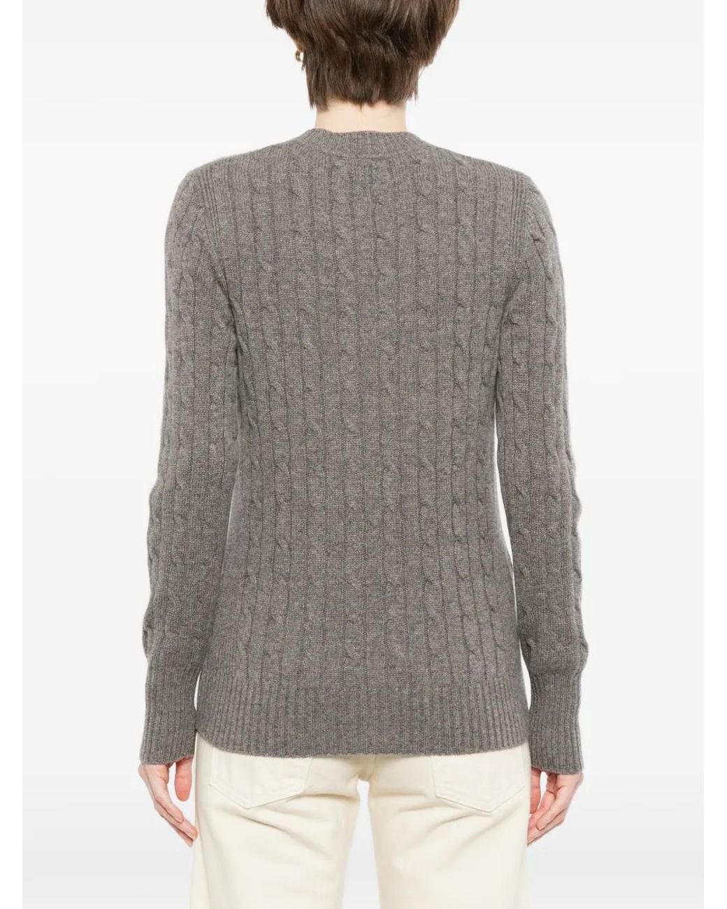 N.Peal Cashmere Gray Adelyn Cable-Knit Top