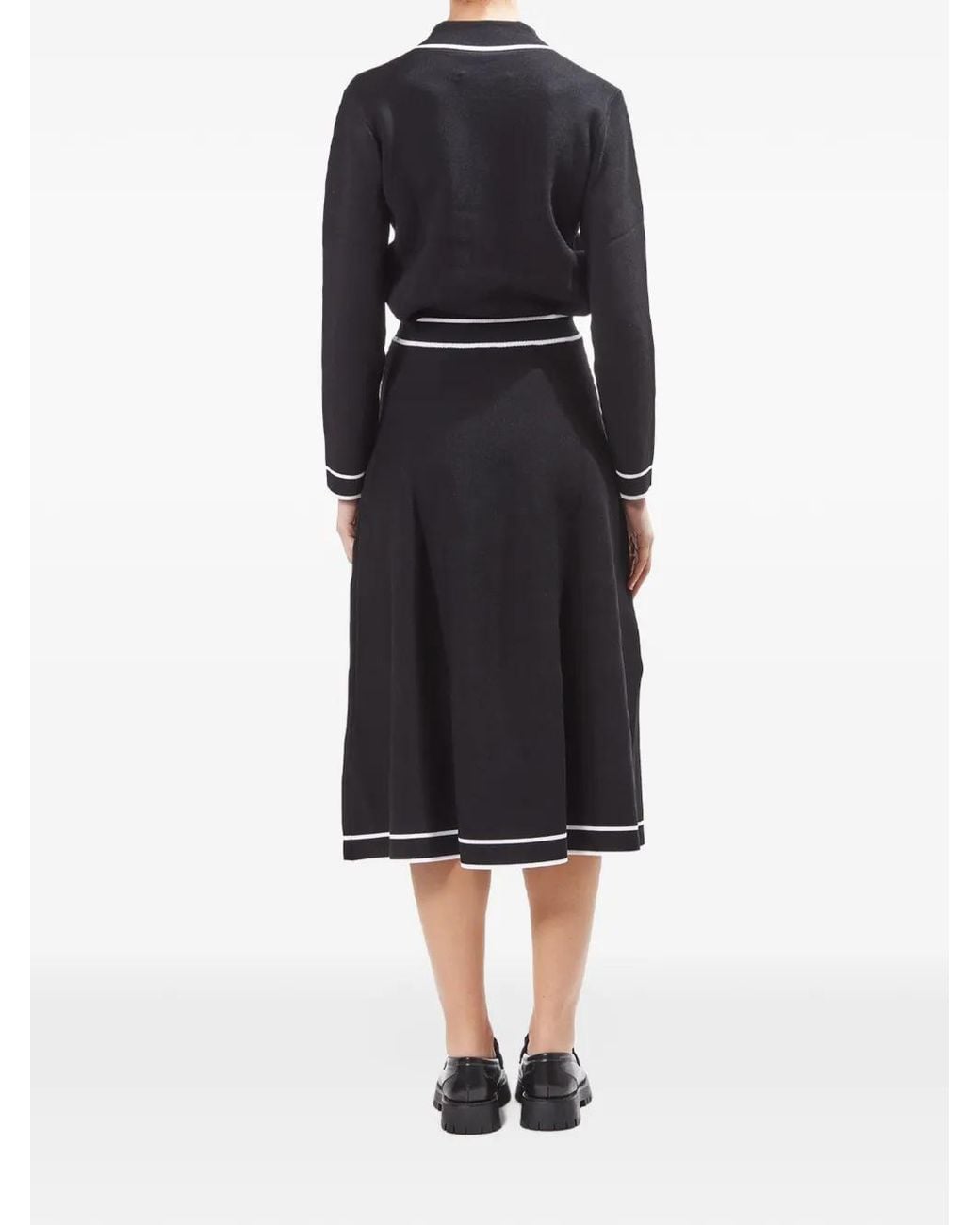 Karl Lagerfeld Black Embroidered-Logo Knit Midi Kirt