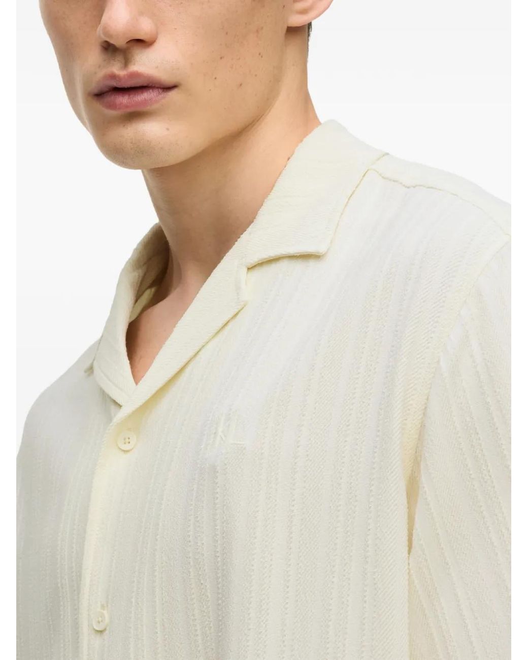 Karl Lagerfeld White Chemise Texturée À Manches Courtes for men