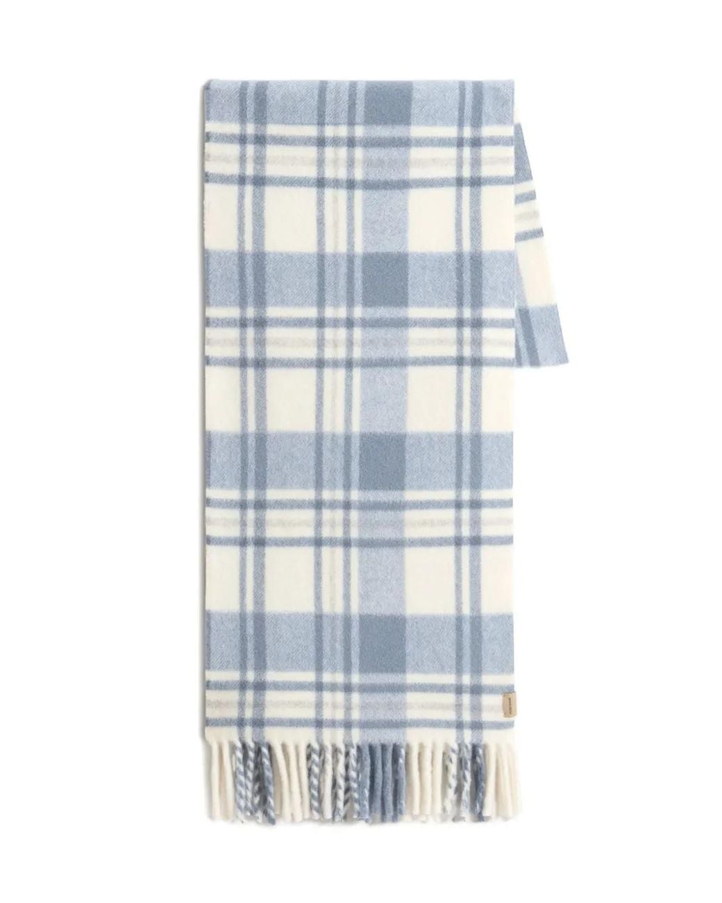 Woolrich Blue Check Fringed Scarf for men
