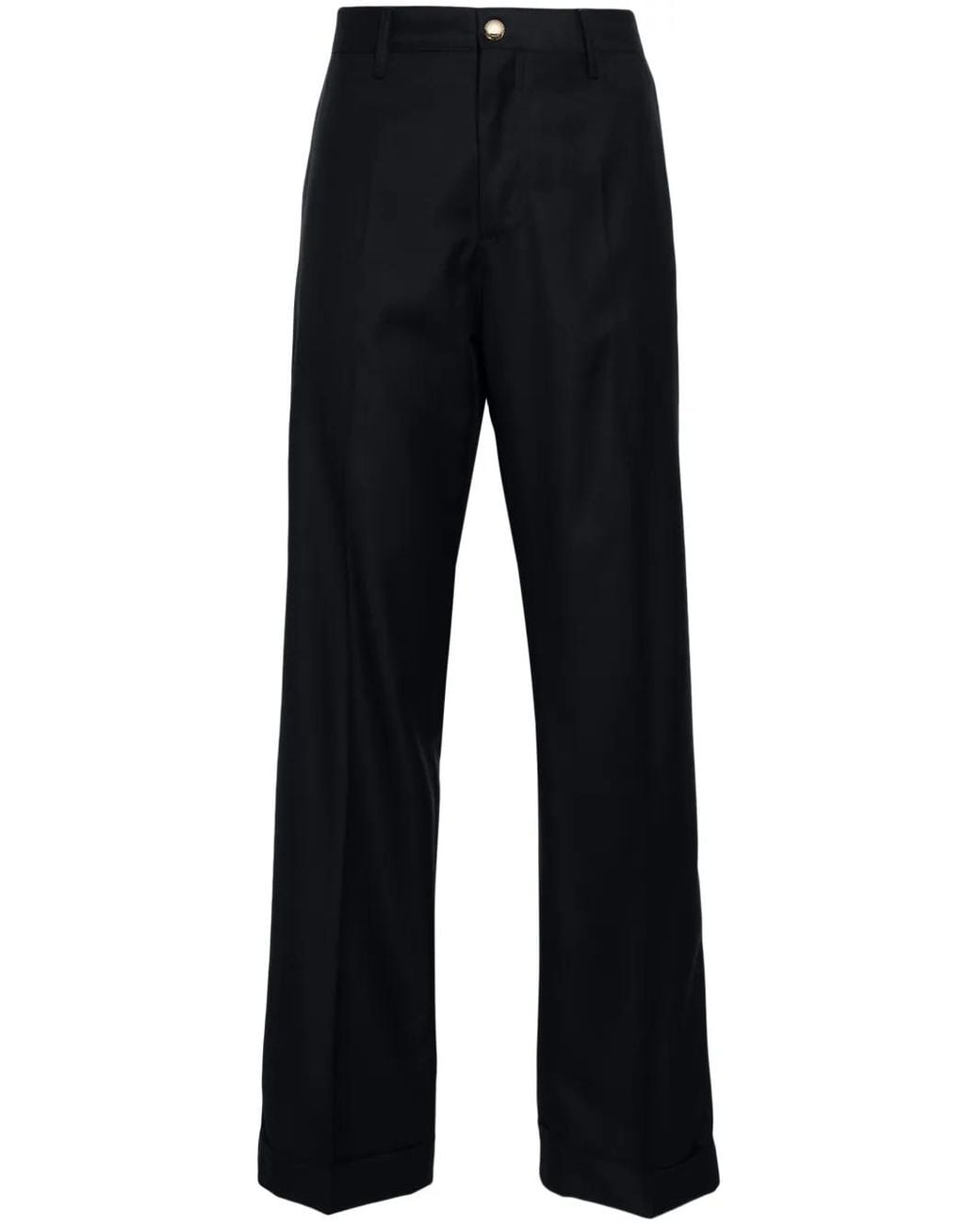 Miu Miu Blue Cuffed Virgin Wool Tailored Trousers
