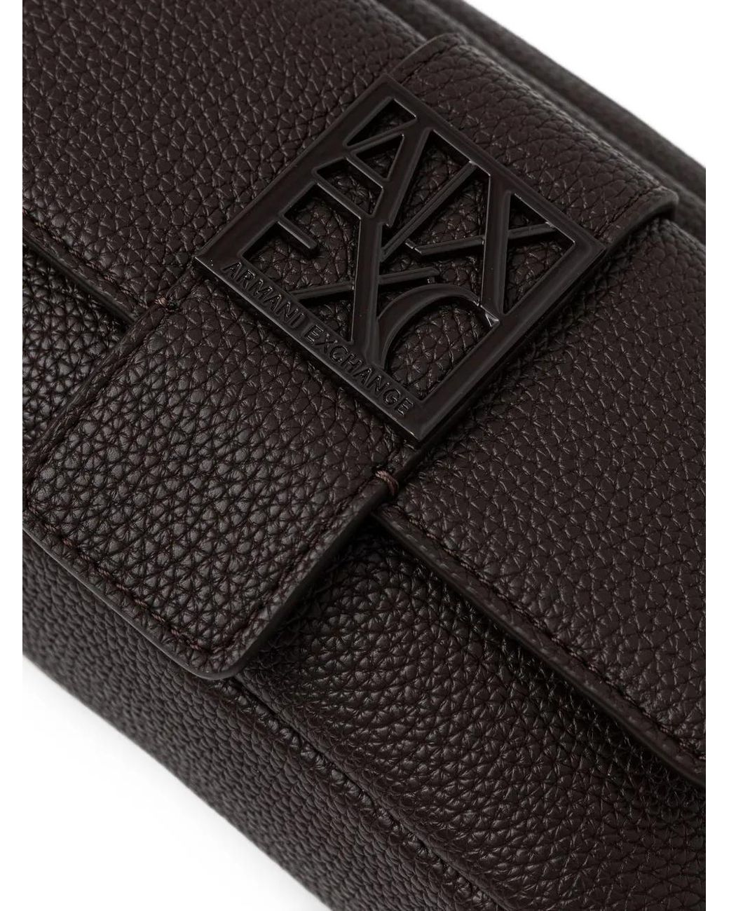 ARMANI EXCHANGE Black Logo-Plaque Pebbled Cross Body Bag