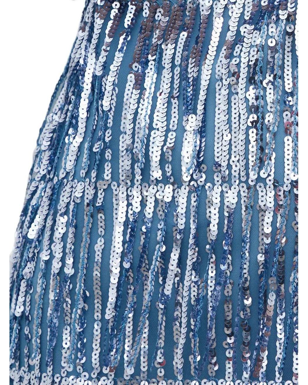 Samsøe & Samsøe Blue Sequin Fringed Mini Dress