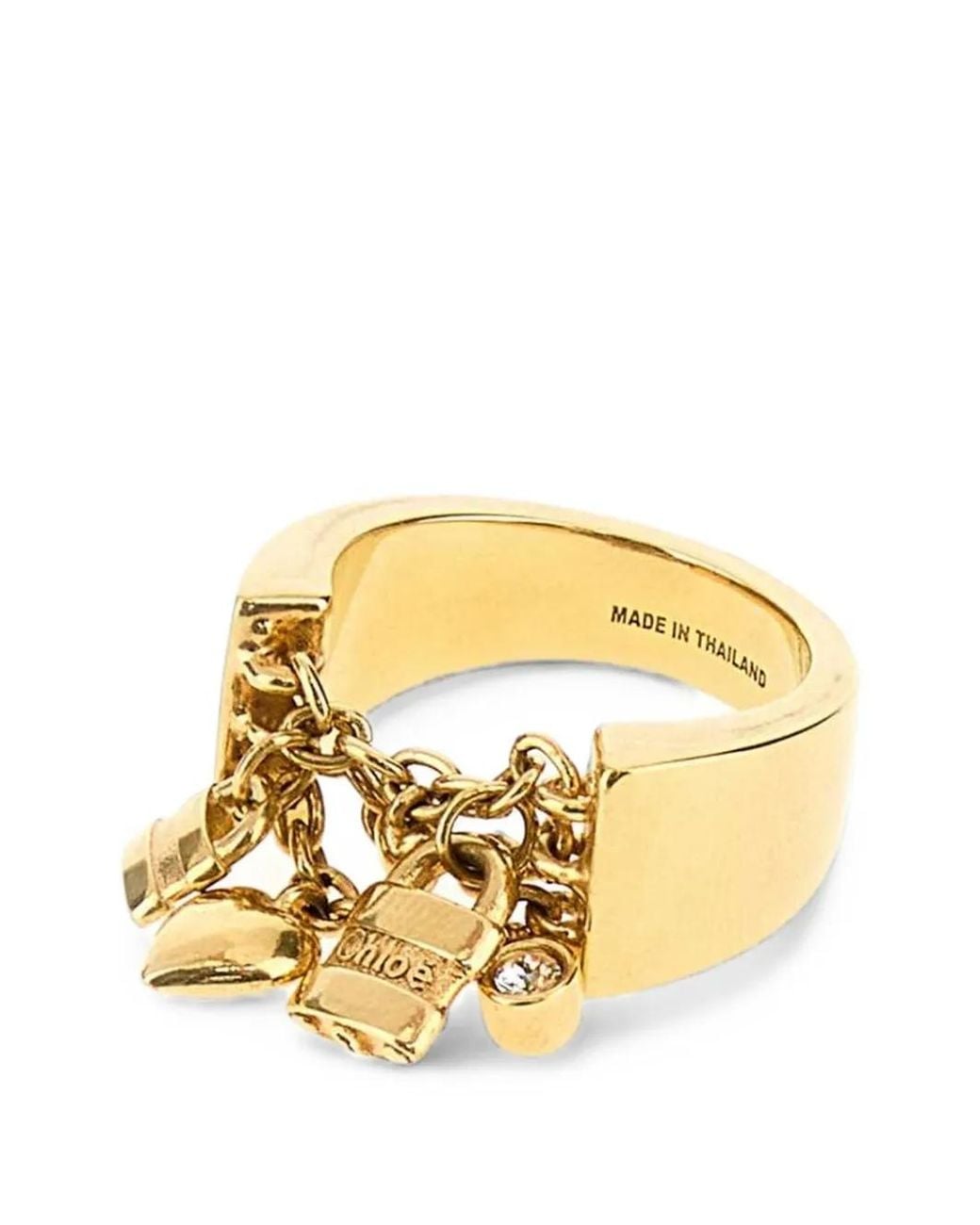 Chloé Metallic Mini Paddington Charm-Detail Ring