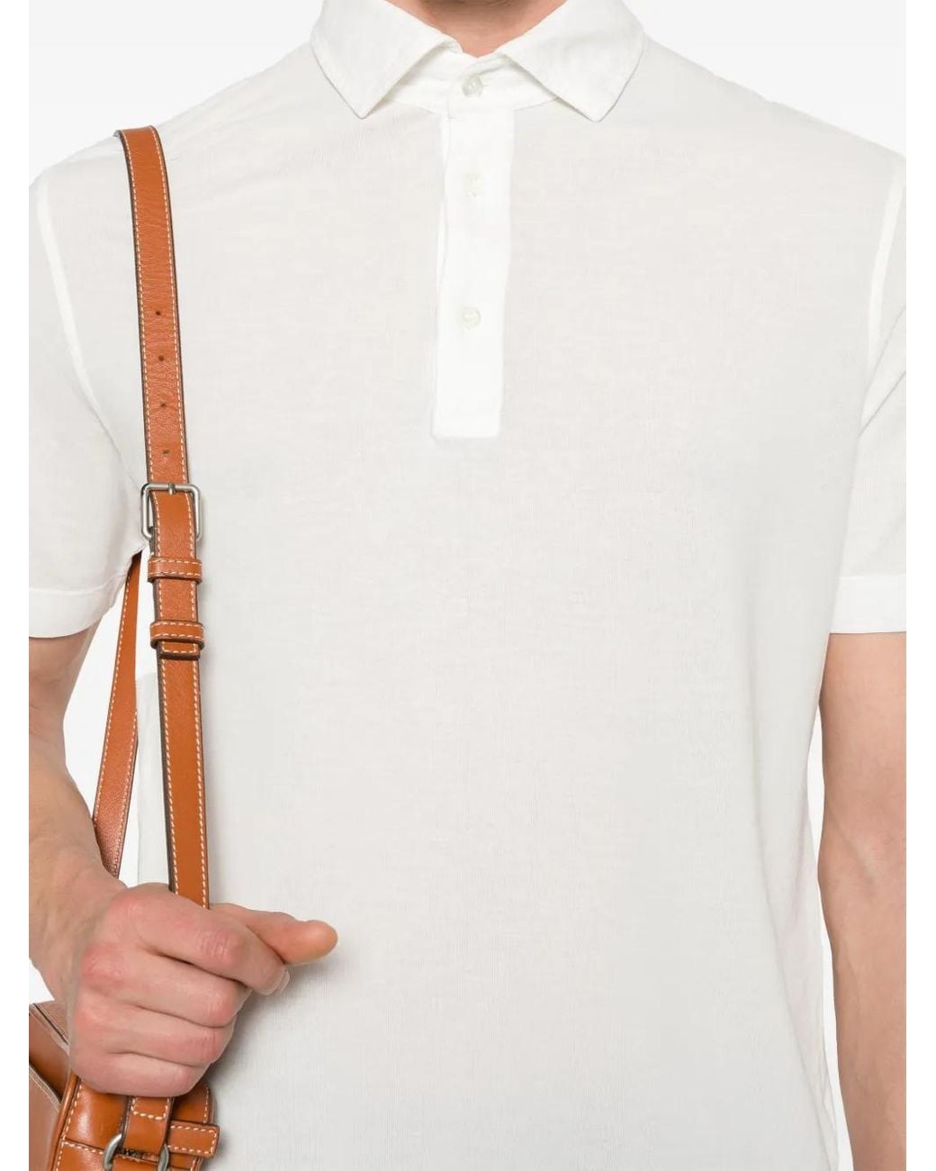 Drumohr White Logo-Tag Polo Shirt for men