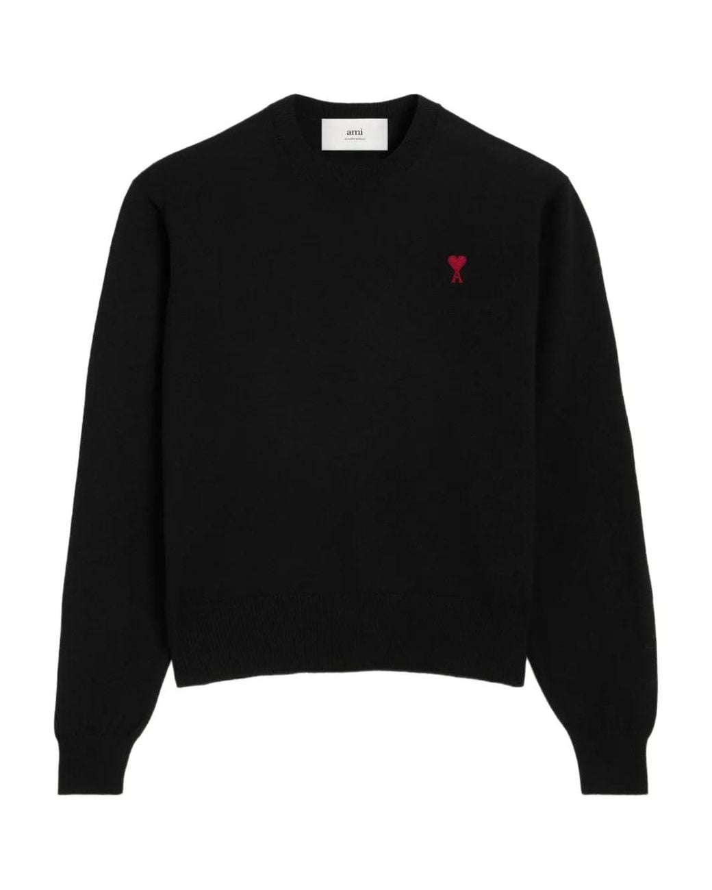 AMI Black De Coeur Wool Sweater for men