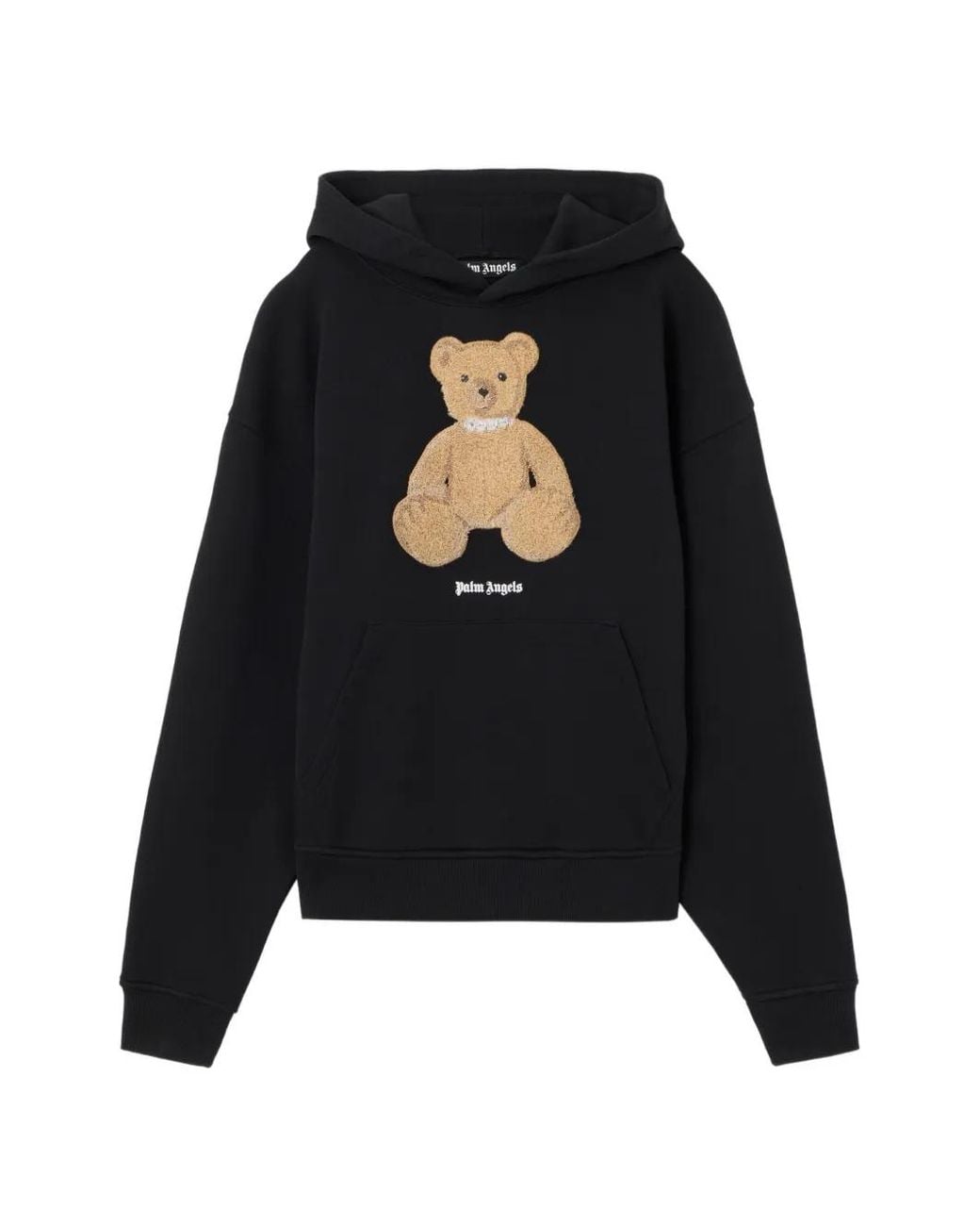Palm Angels Black Bear Cotton Hoodie for men