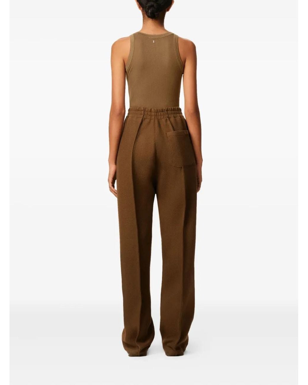 AMI Brown Elasticated Wool Trousers