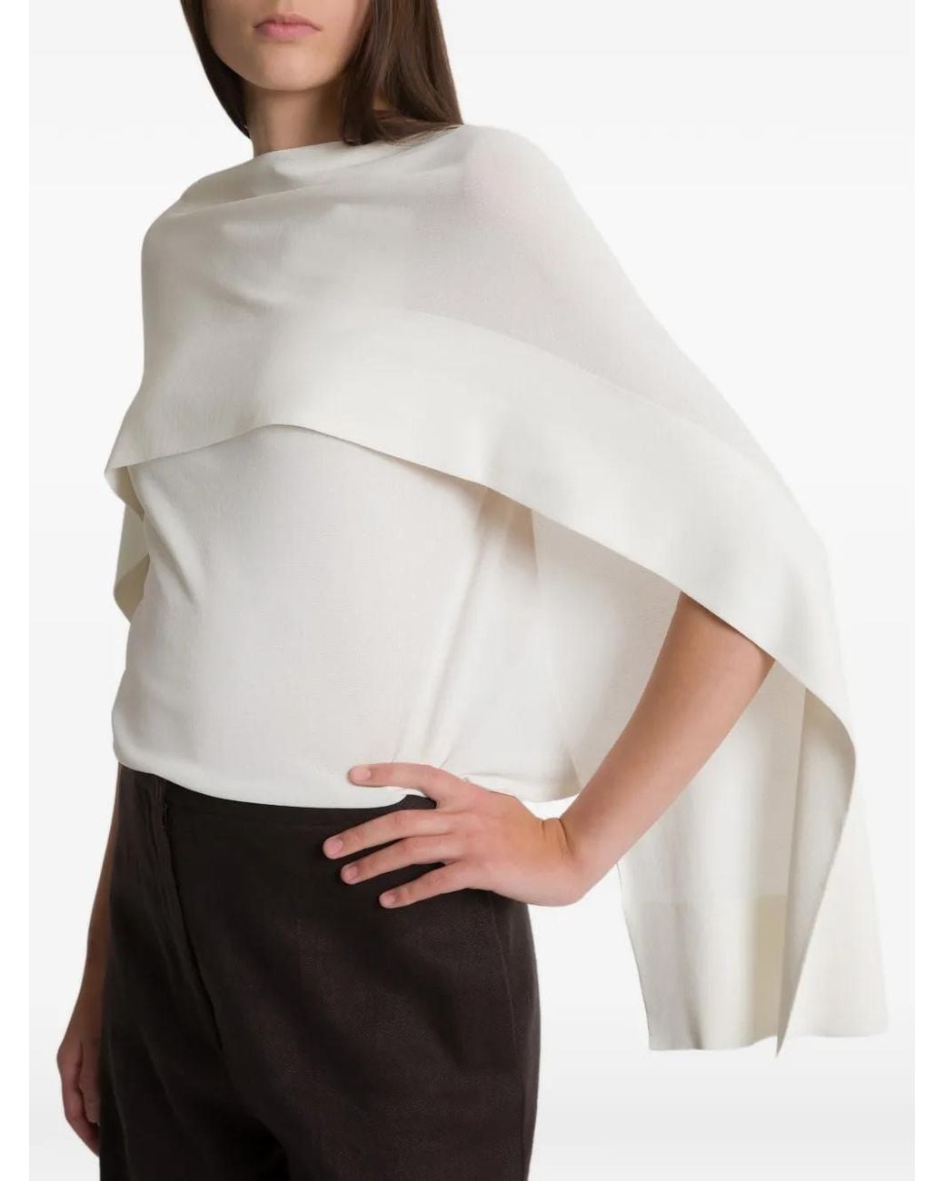 Alberta Ferretti White Cape Shirt