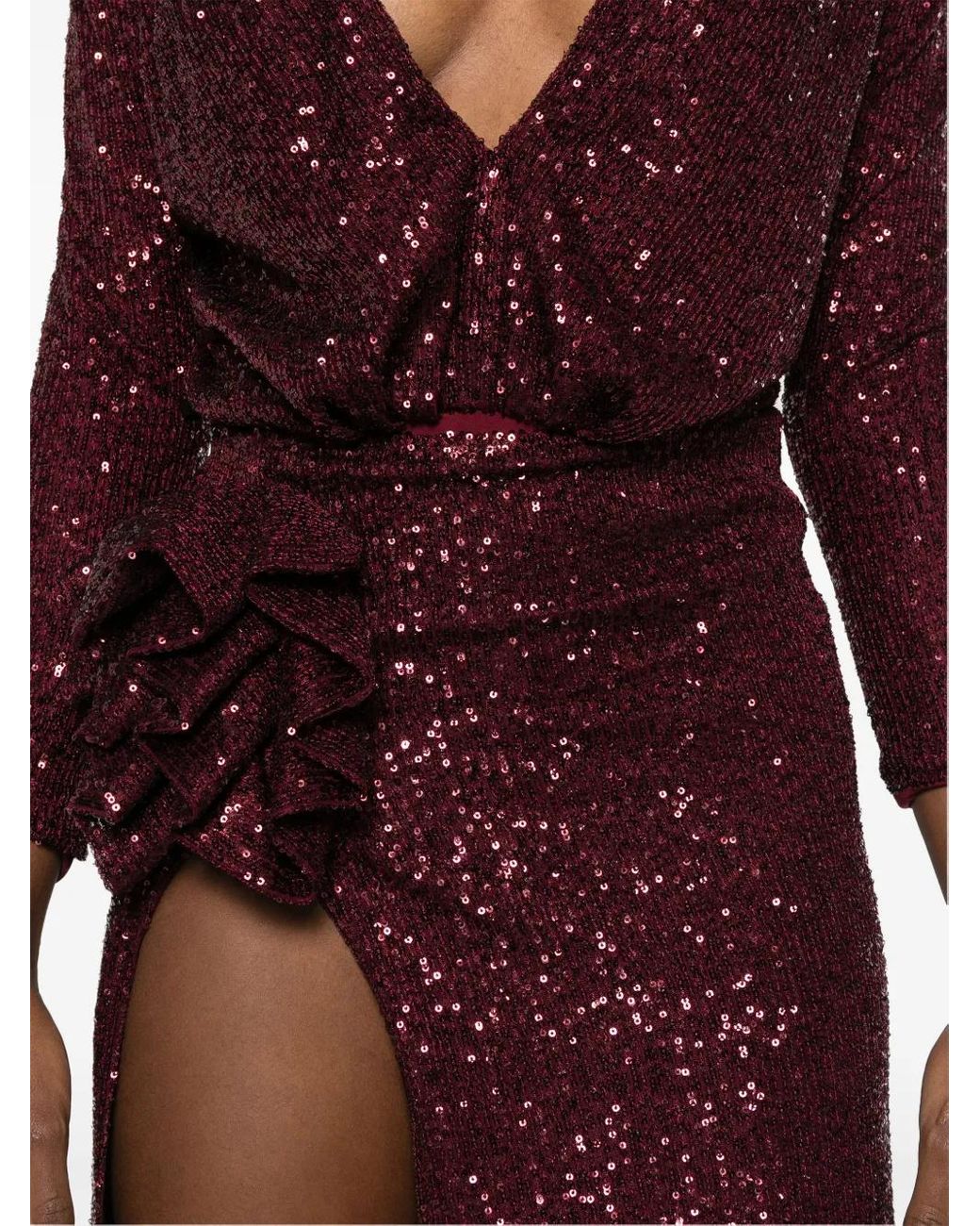 Ana Radu Purple Sequin-Embellished Bodysuit And Skirt Set