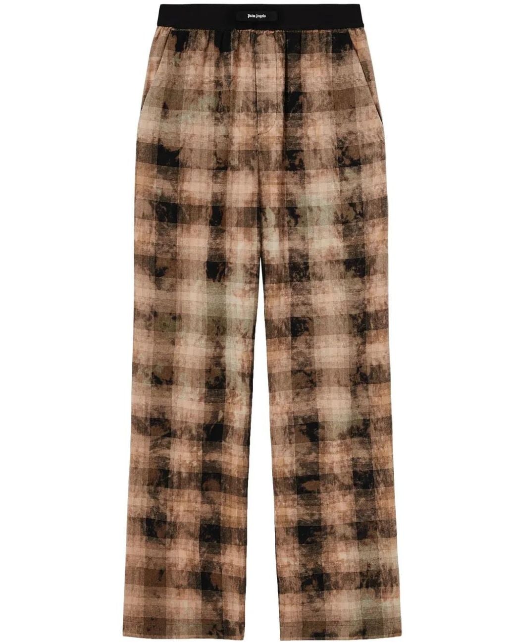 Palm Angels Brown Check-Print Track Pants