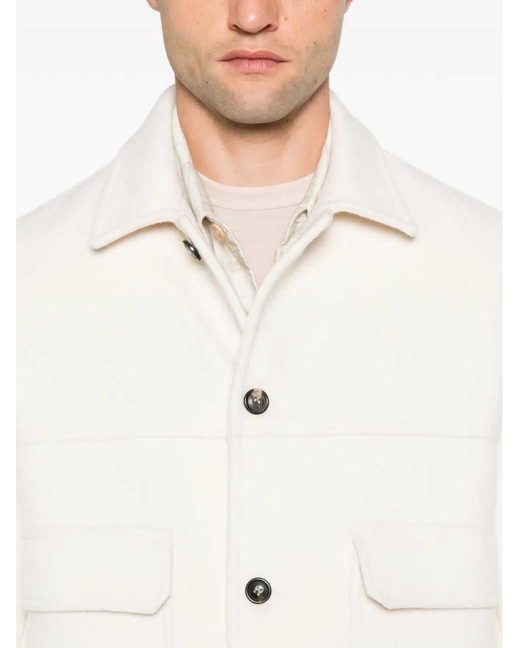 NEW YORK RESIDENT White Yuma Button-Fastening Pocketed Jacket for men