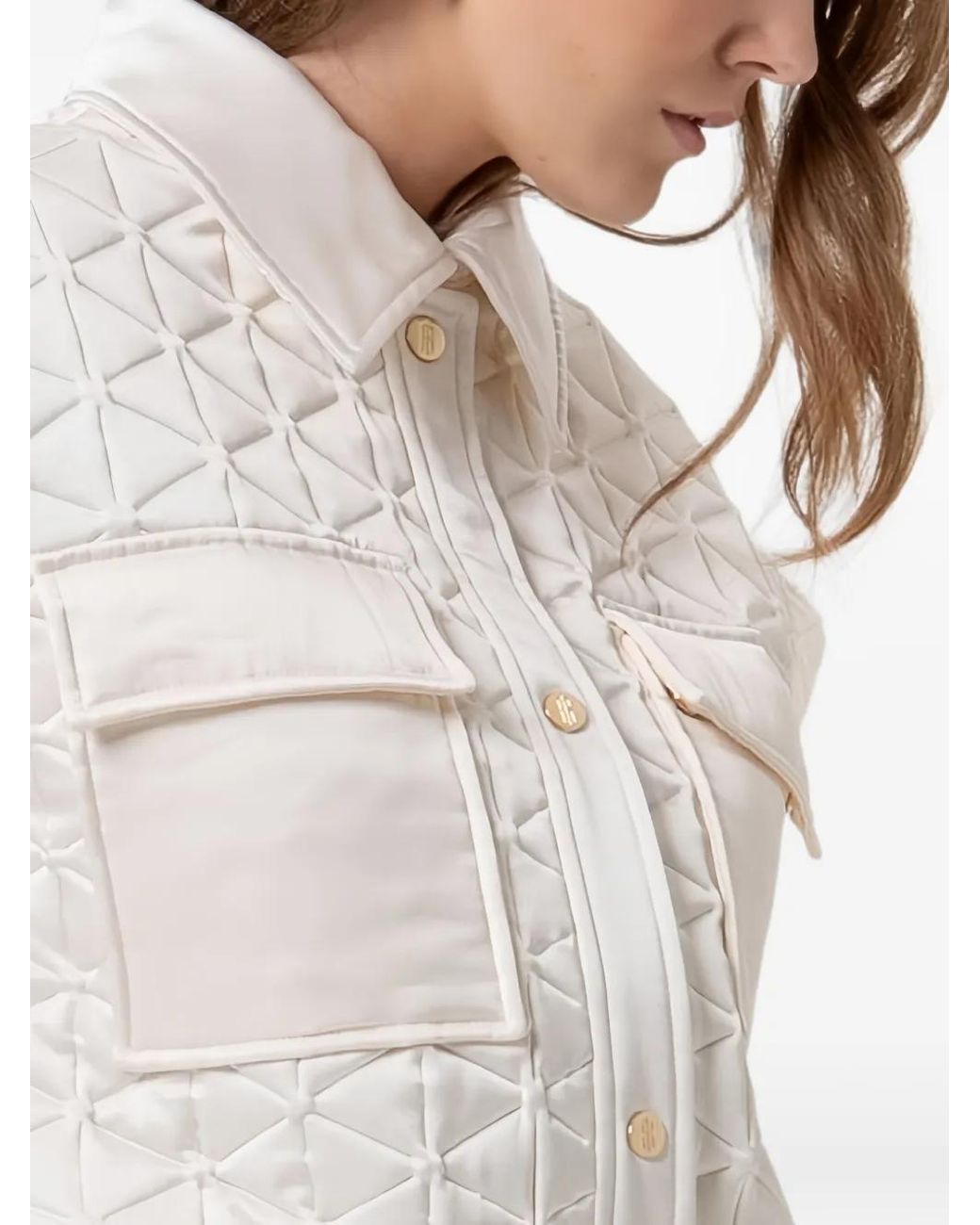 Fracomina White Quilted-Finish Gilet