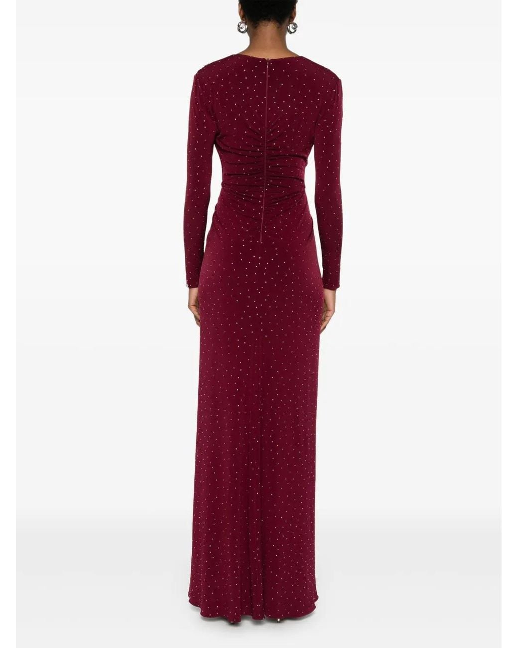 Nissa Purple Rhinestone-Embellished Maxi Dress