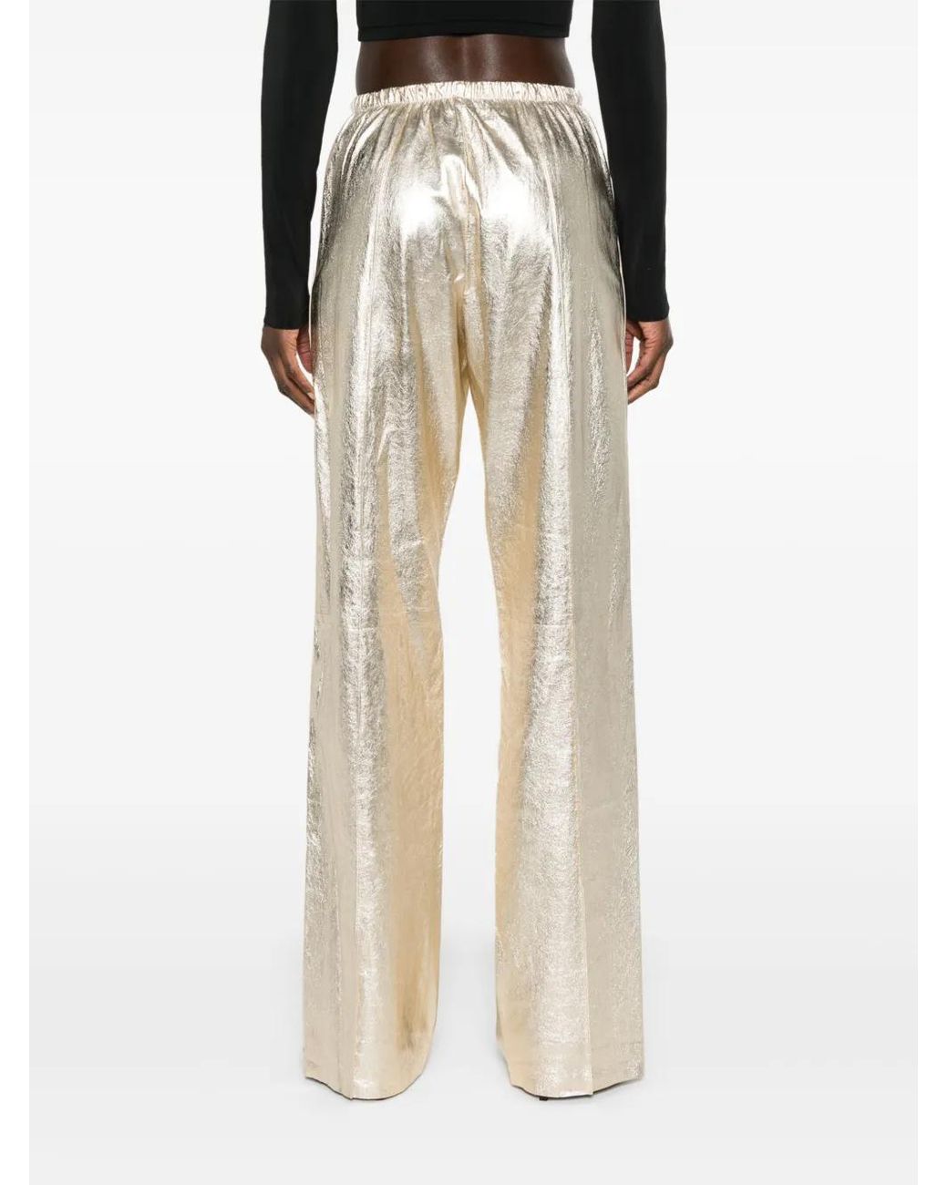 Palm Angels Natural Side-Stripe Leather Track Pants