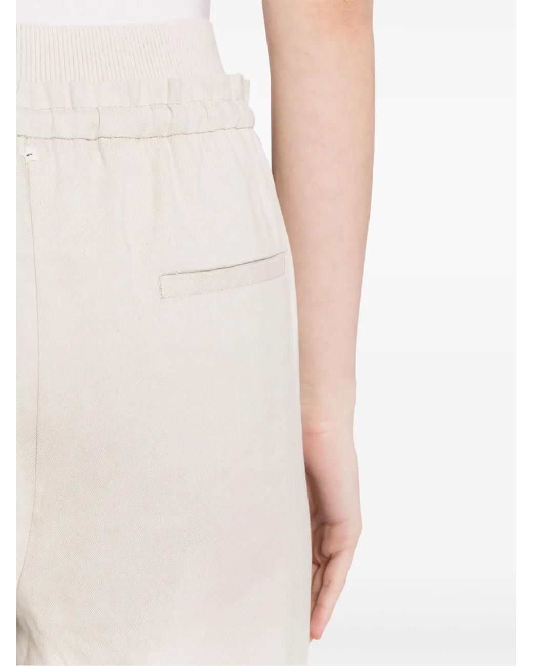 Lorena Antoniazzi White Linen-Blend Wide-Leg Trousers