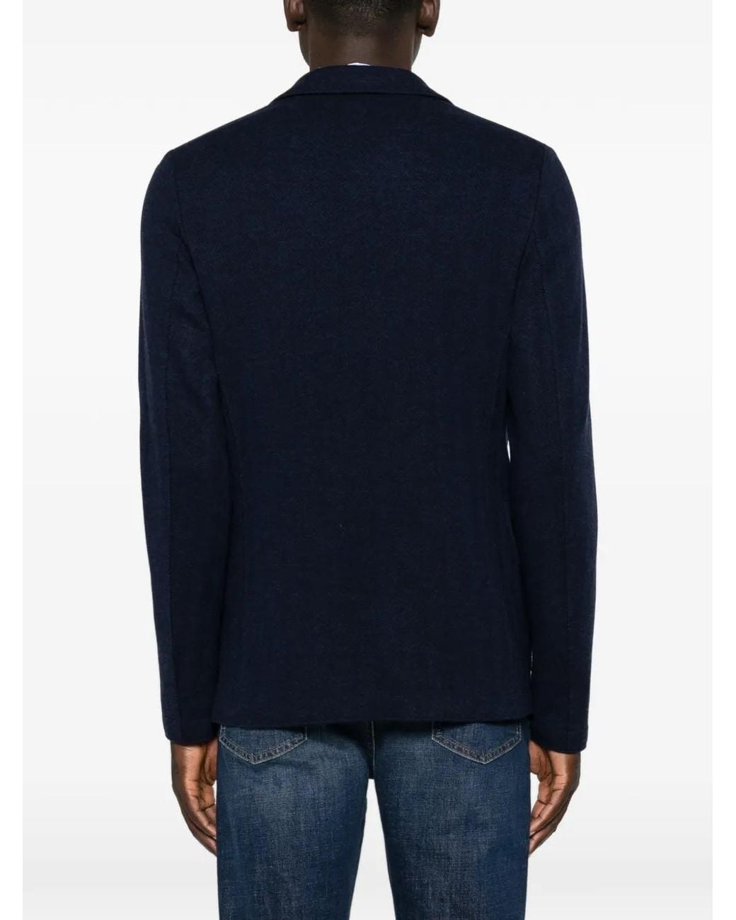 Harris Wharf London Blue Herringbone-Knit Blazer for men