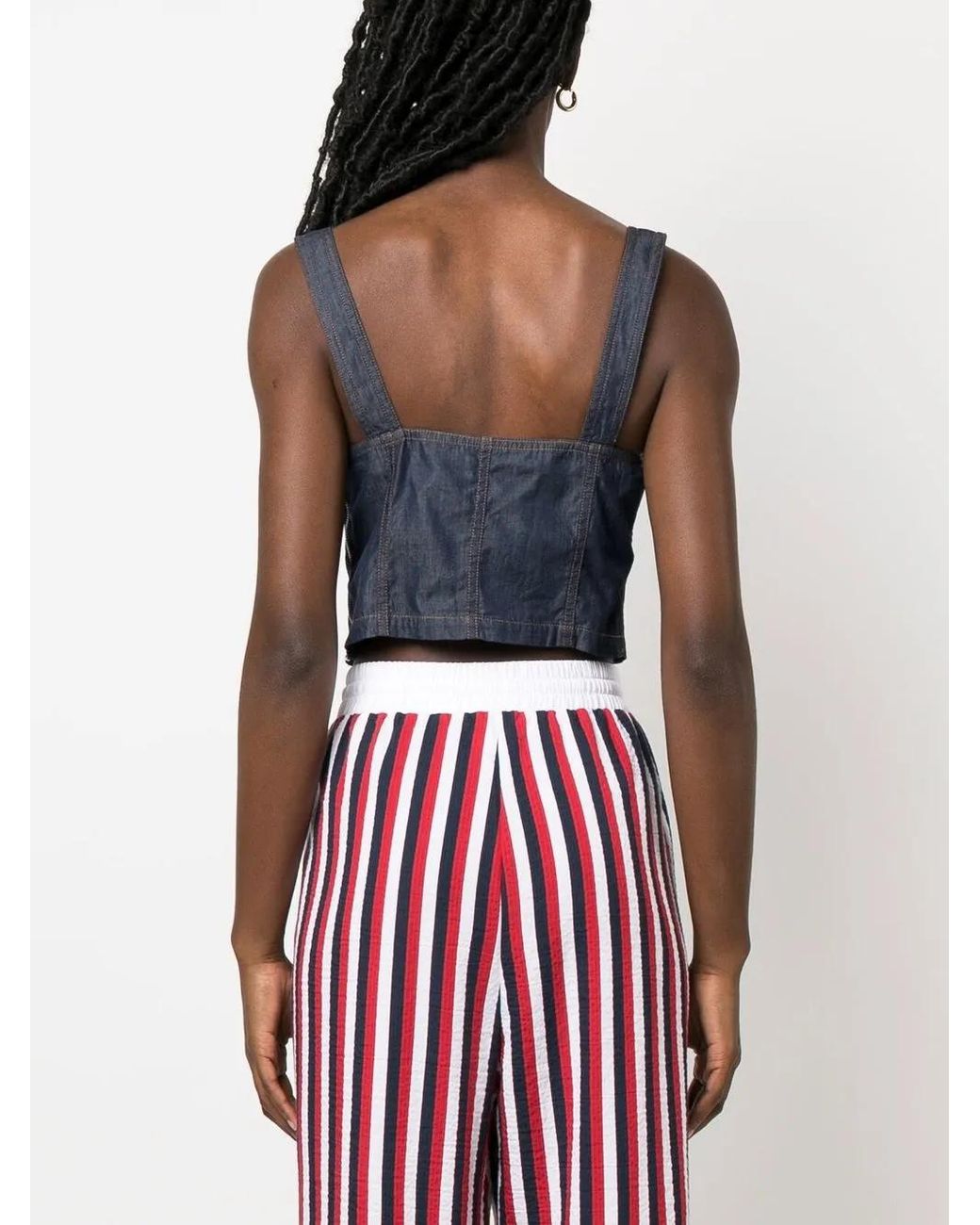 Love Moschino Blue Logo-Print Denim Top
