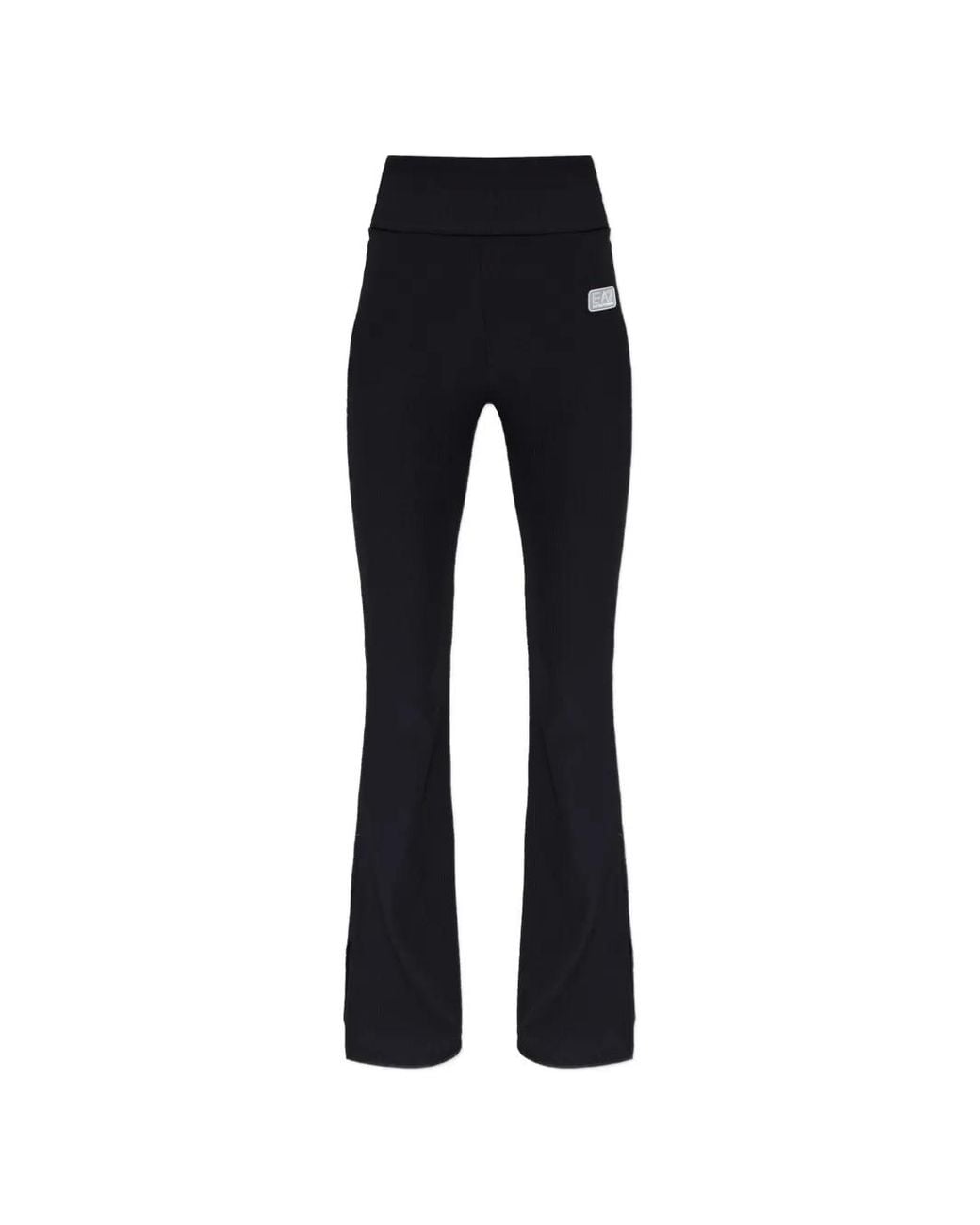 EA7 Black Ribbed Flared Track Pants