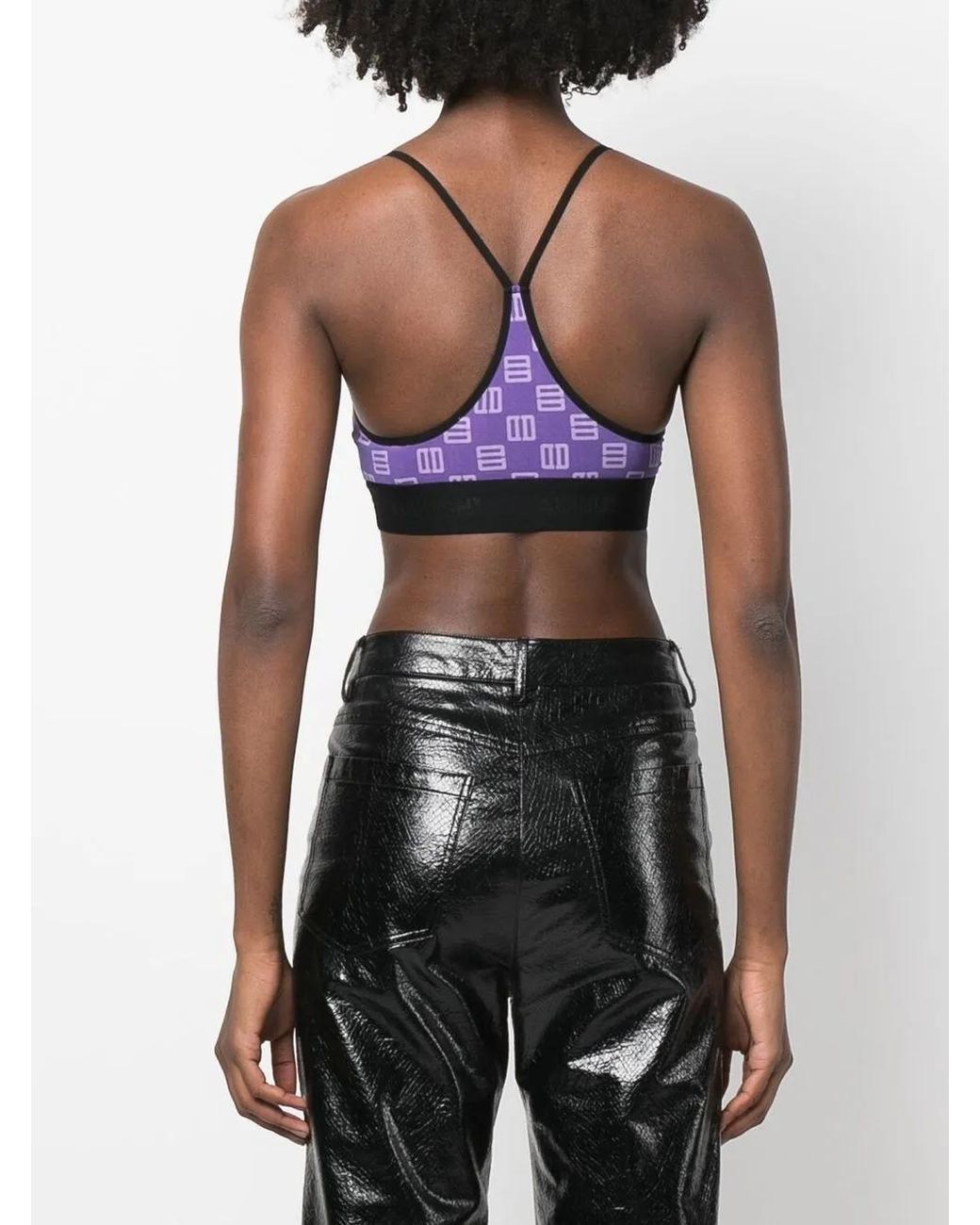 Ambush Purple Monogram-Print Bra Top