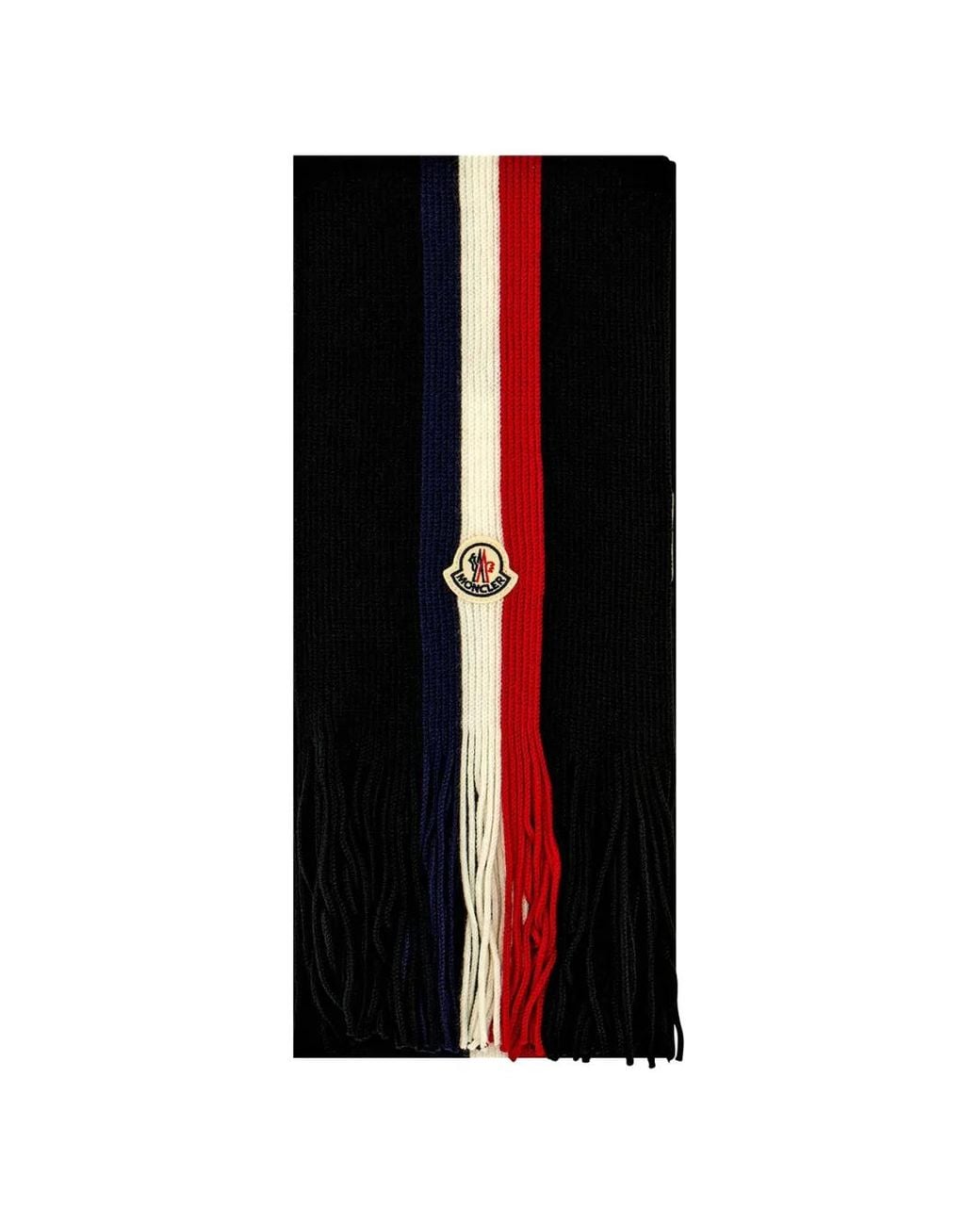 Moncler Black Tricolour Wool Scarf for men