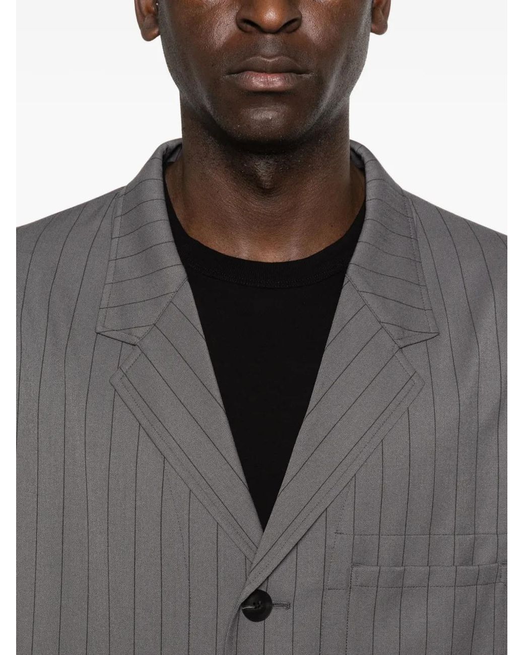 Y-3 Gray Pinstripe Refined Wool Chore Coat for men