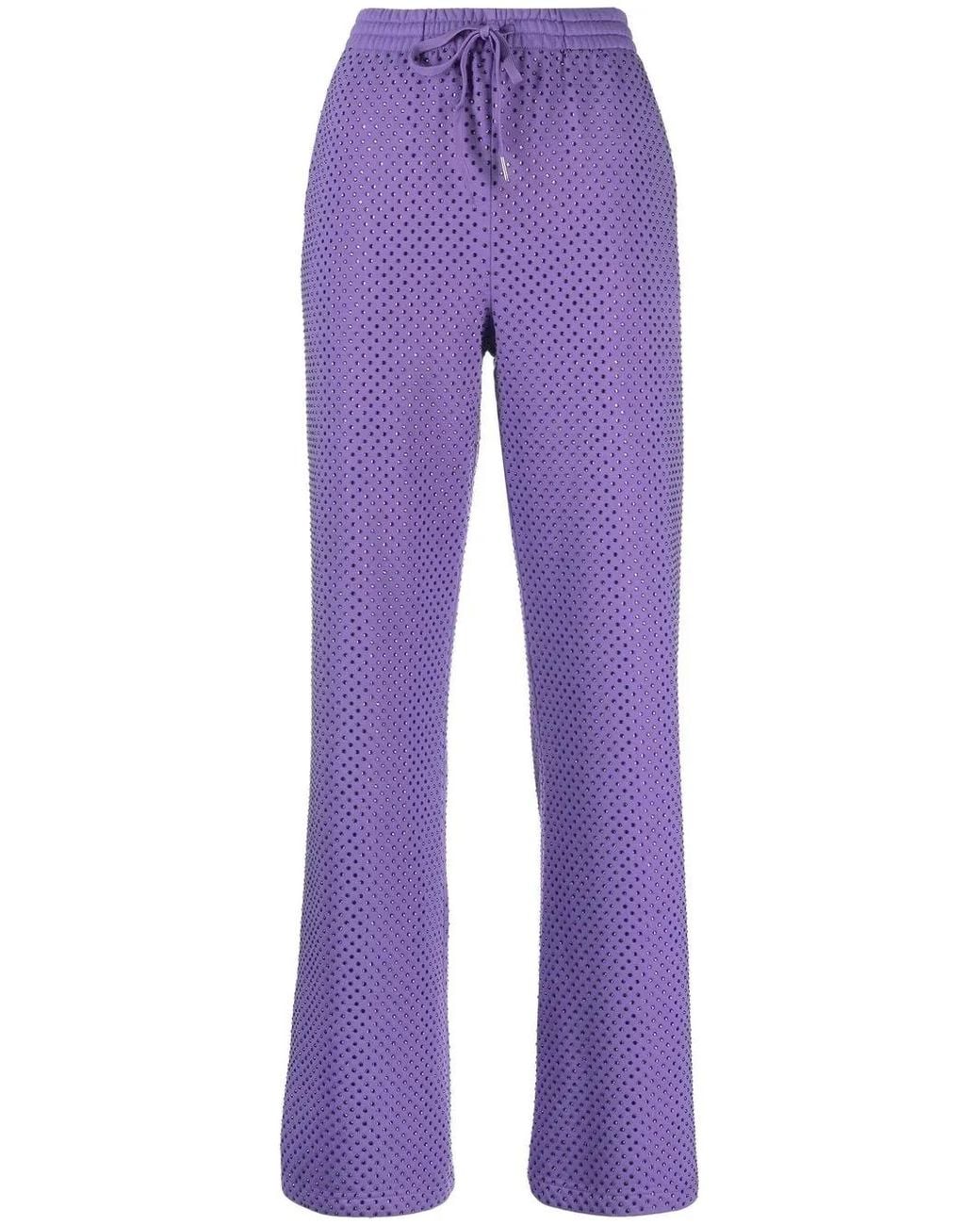 P.A.R.O.S.H. Purple Mesh-Design Cotton-Blend Trousers