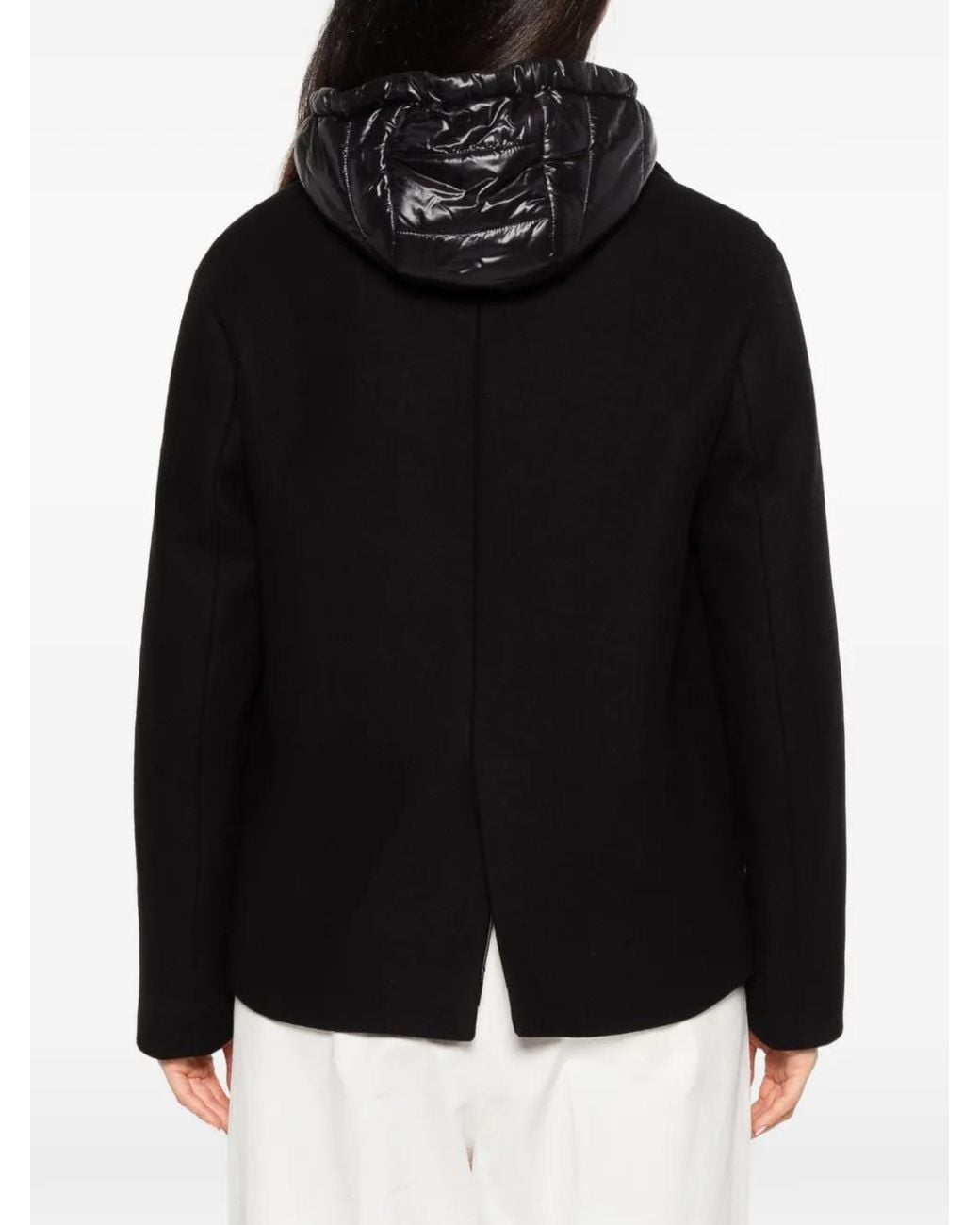 Herno Black Hooded Button-Up Jacket