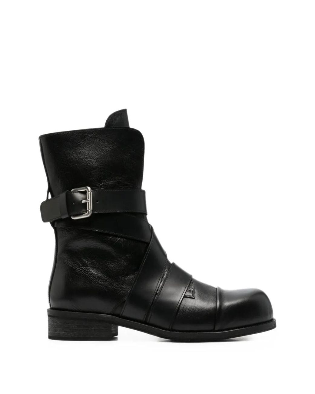 Egonlab Black Buckled Leather Boots for men