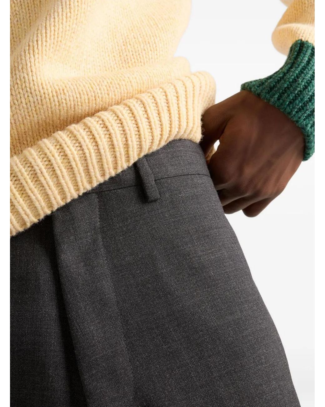 Prada Gray Wool Pants for men