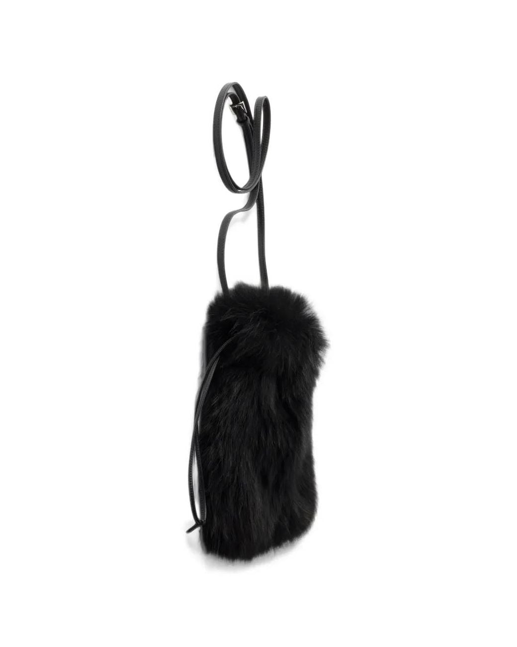 Prada Black Shearling Smartphone Pouch