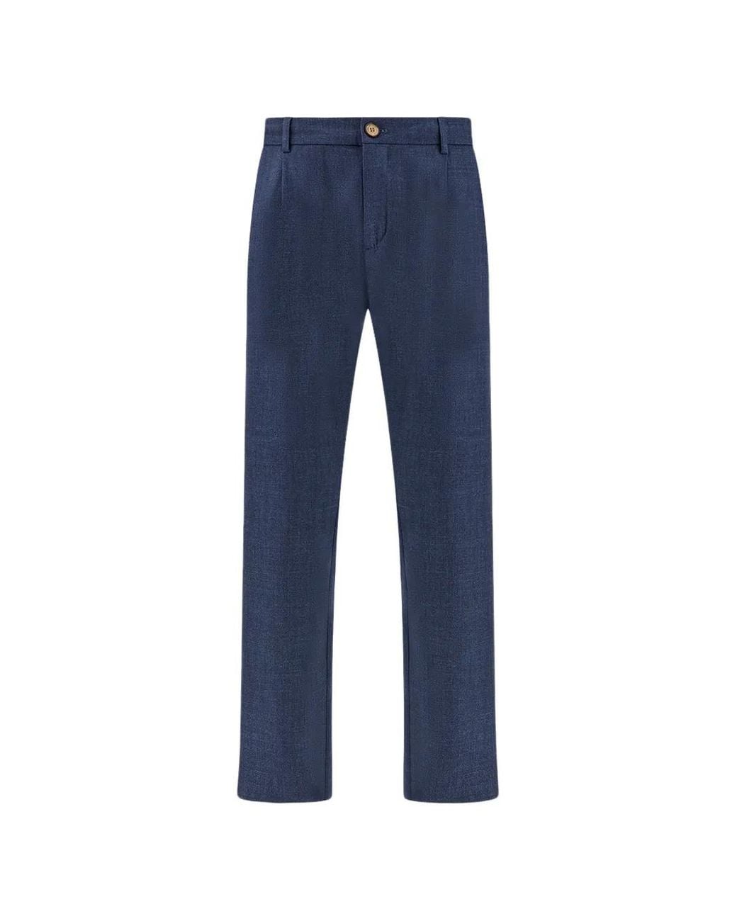 Paul & Shark Blue X Loro Piana Jersely Lucca Pleated Chinos for men