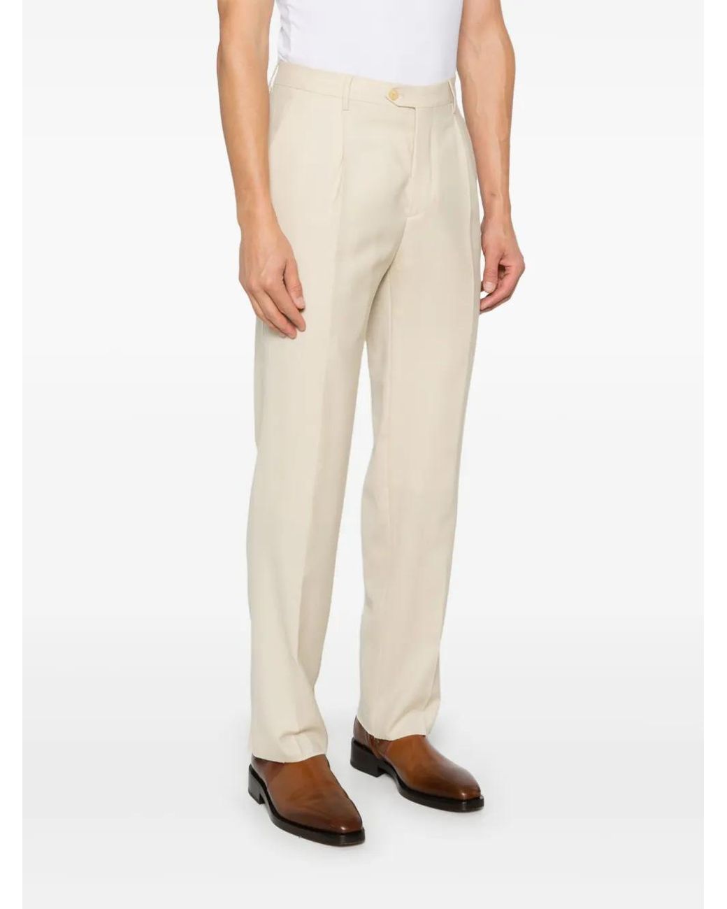 Etro Natural Tailored Wool Trousers for men