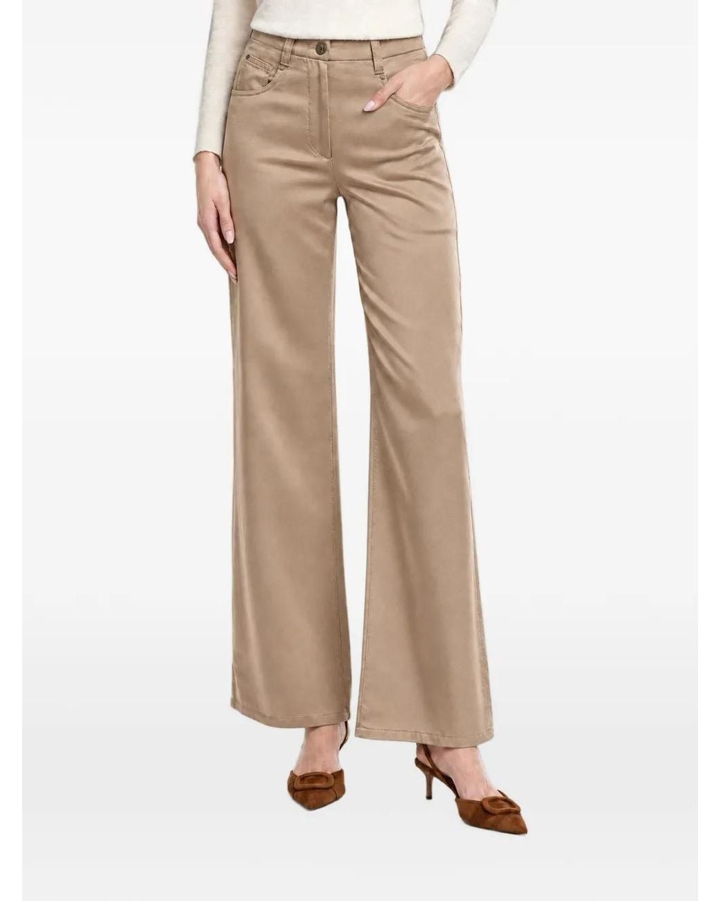 Brunello Cucinelli Natural Flared-Leg Trousers